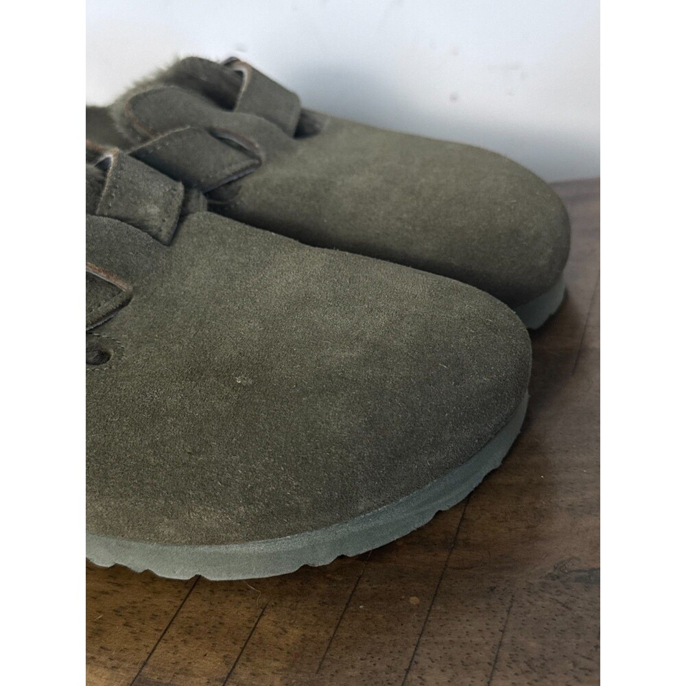 Birkenstock Boston Shearling Suede Clogs Olive Green EU 39 US 8-8.5 Women's - Picture 8 of 9